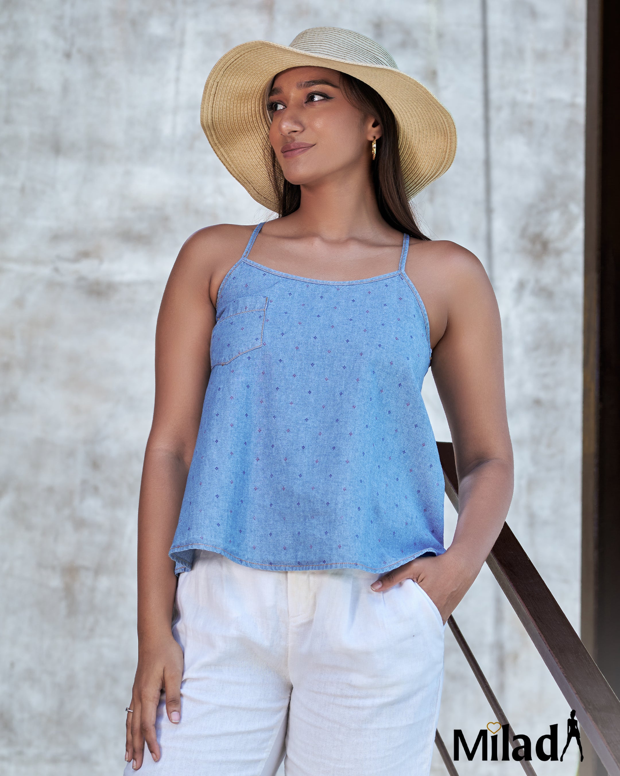 PRINTED CHAMBRAY CAMI
