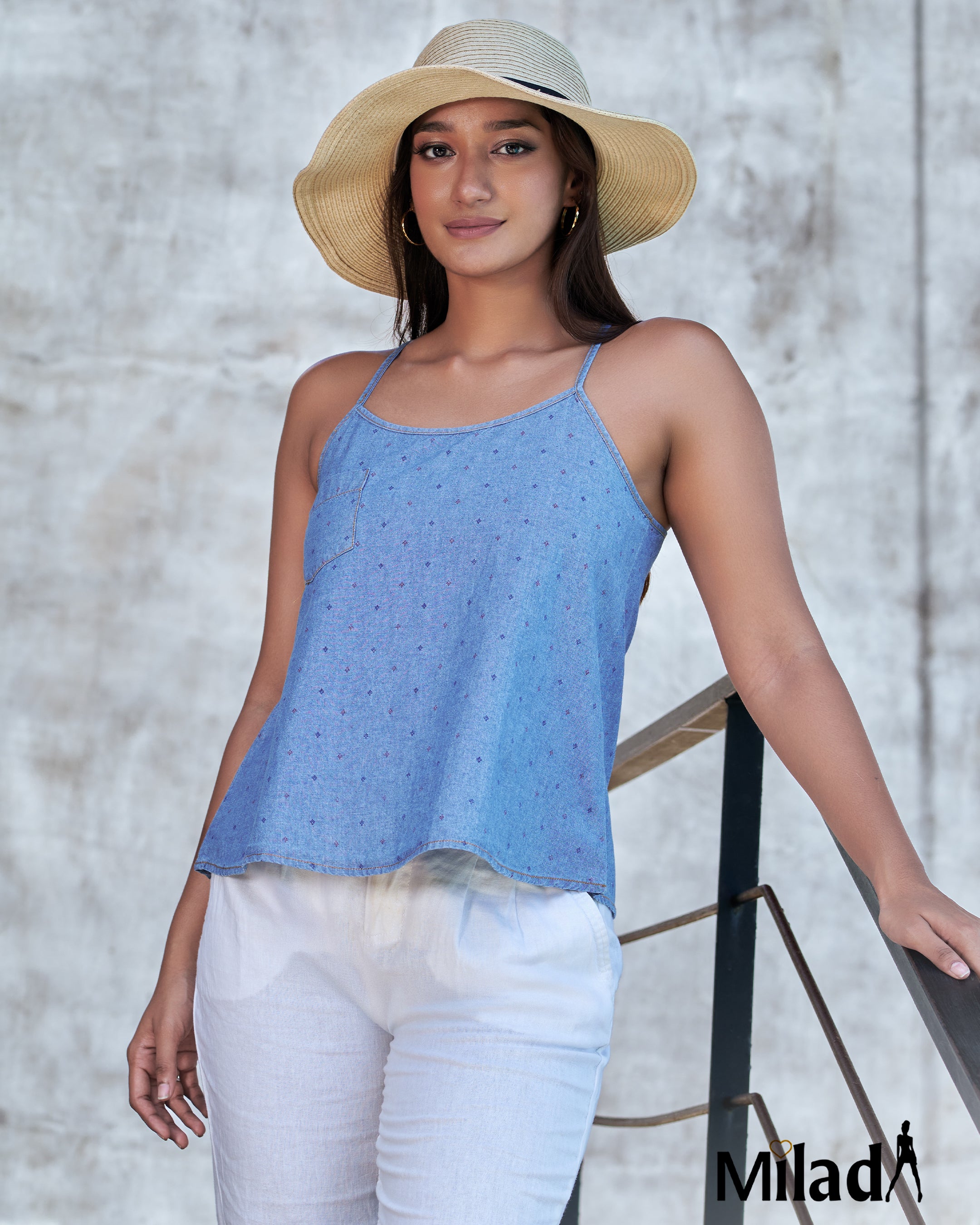 PRINTED CHAMBRAY CAMI