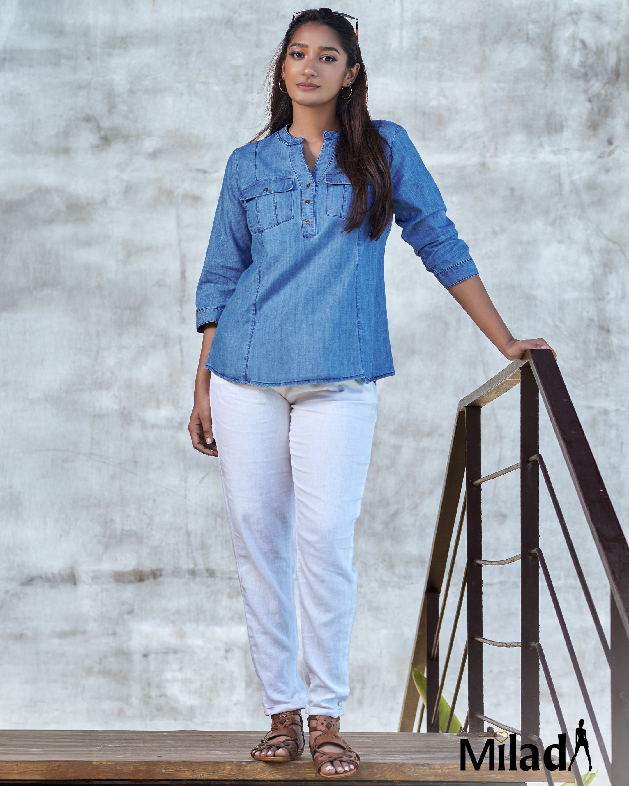 CHINESE COLLAR DOUBLE POCKET TOP