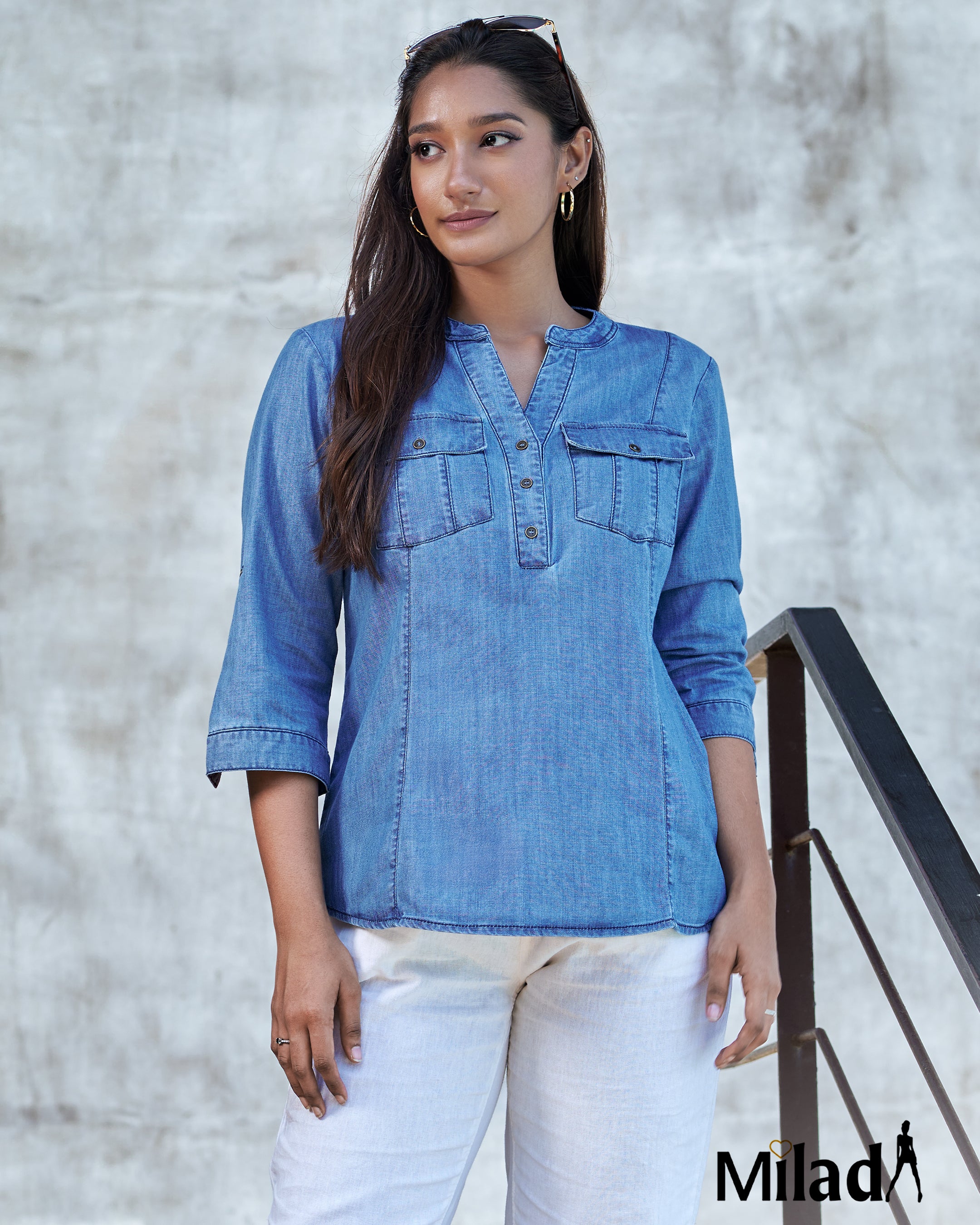 CHINESE COLLAR DOUBLE POCKET TOP