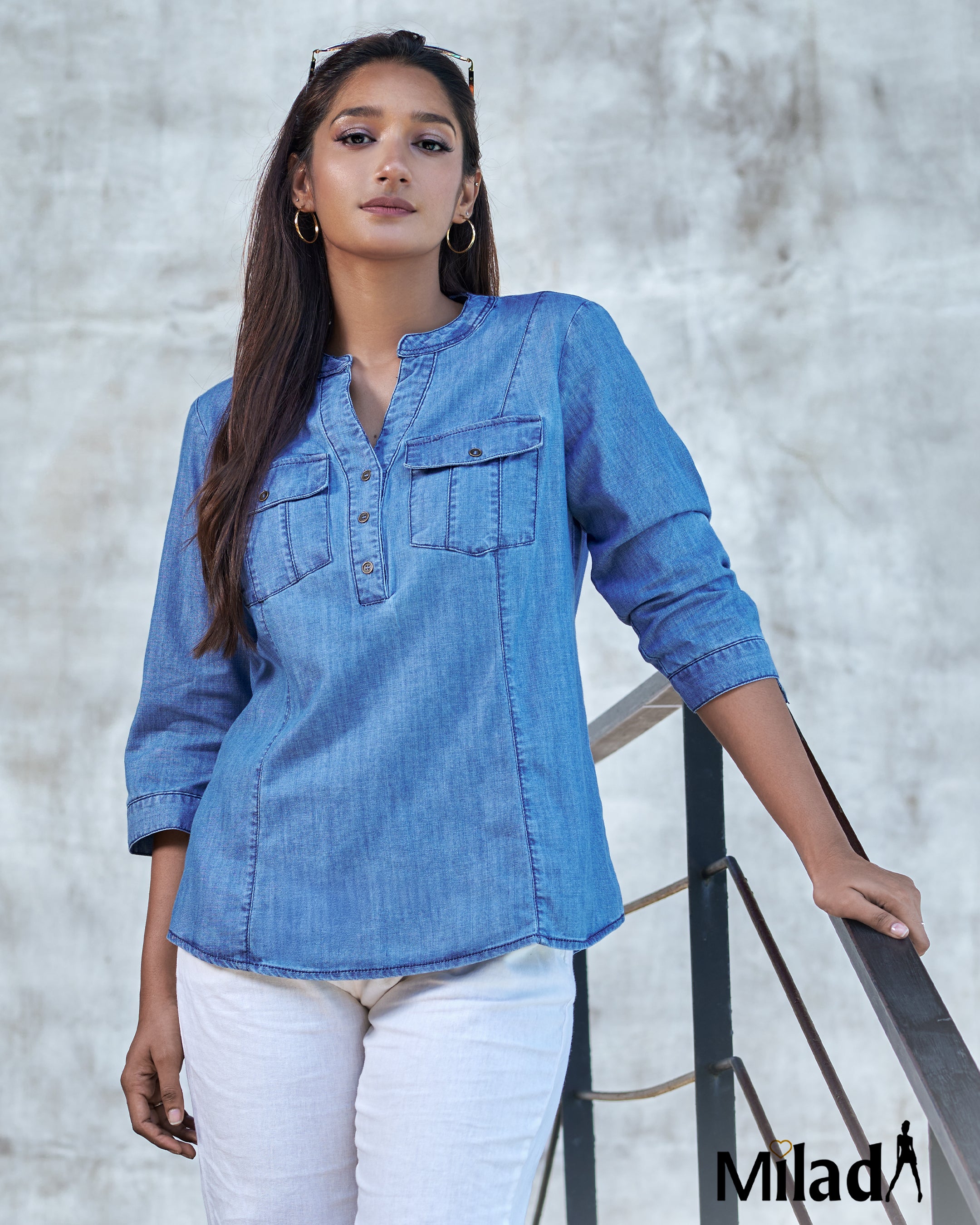 CHINESE COLLAR DOUBLE POCKET TOP