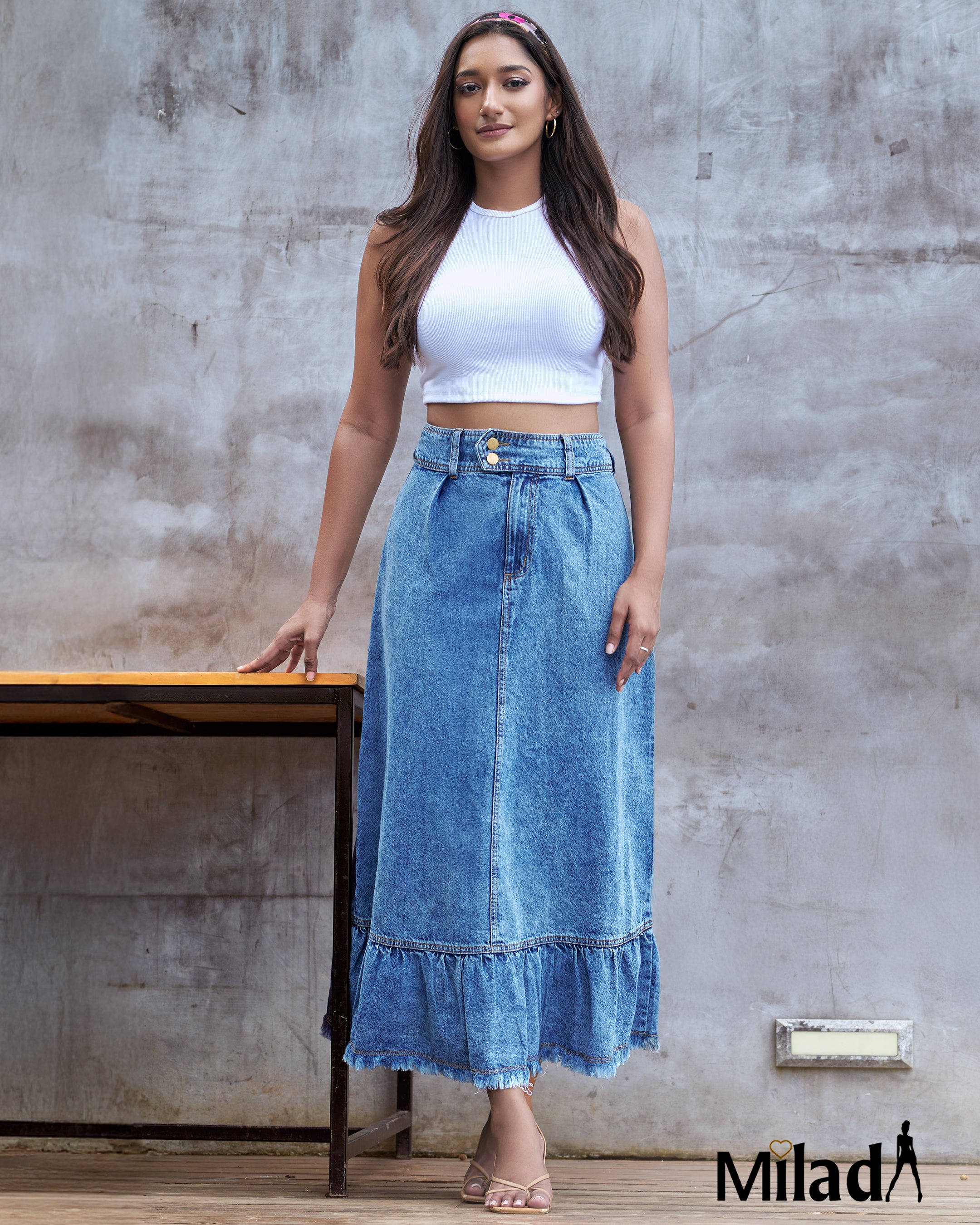 BOTTOM FRILL FLARED SKIRT